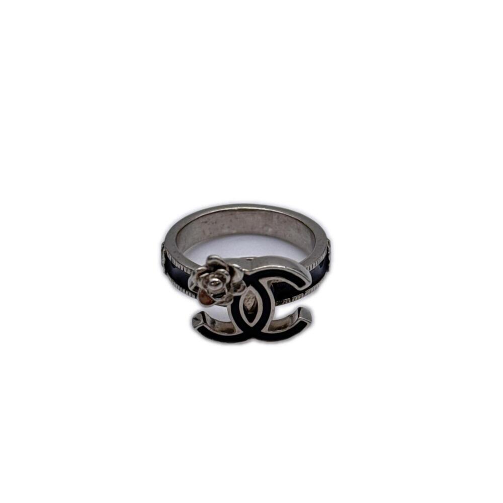 CHANEL Silver Logo Ring